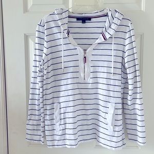 WOMENS COTTON PULLOVER HOODIE TOP BY TOMMY HILFIGER SIZE LARGE